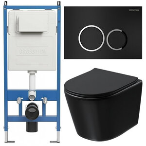 Изображение товара Комплект Grossman Galaxy с безободковым унитазом черный матовый
