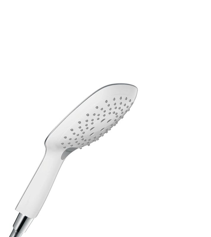 Изображение товара Ручной душ Hansgrohe Raindance Select E 150 3jet EcoSmart 9 л/мин, 26551400, 3 режима струи, хром/белый Изображение товара Ручной душ Hansgrohe Raindance Select E 150 3jet EcoSmart 9 л/мин, 26551400, 3 режима струи, хром/белый