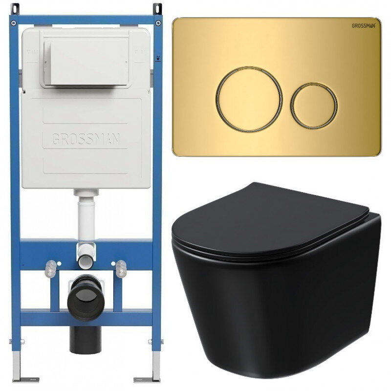 Изображение товара Комлект подвесной унитаз безободковый с инсталляцией Grossman Style 97.4477BMSQ