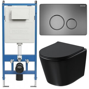 Изображение товара Комплект Grossman Style 97.4477BMSQ.05.42M, инсталляция 900.K31.01.000 с безободковым унитазом GR-4477BMSQ черный матовый, смыв торнадо, сиденье микролифт, клавиша смыва графит сатин 700.K31.05.42M.42M Изображение товара Комплект Grossman Style 97.4477BMSQ.05.42M, инсталляция 900.K31.01.000 с безободковым унитазом GR-4477BMSQ черный матовый, смыв торнадо, сиденье микролифт, клавиша смыва графит сатин 700.K31.05.42M.42M