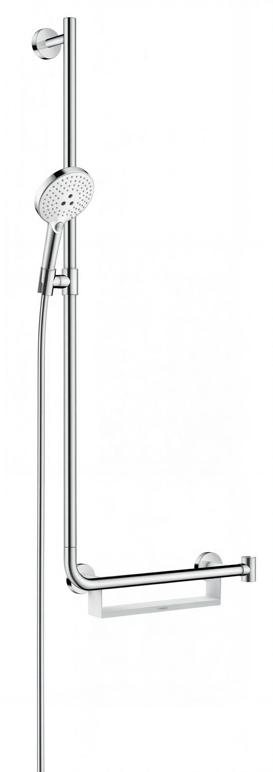 Изображение товара Душевой гарнитур Hansgrohe Raindance Select S 120 3jet 26324400, штанга 110 см, корпус хром, лицевая часть белая, 3 режима струи Изображение товара Душевой гарнитур Hansgrohe Raindance Select S 120 3jet 26324400, штанга 110 см, корпус хром, лицевая часть белая, 3 режима струи