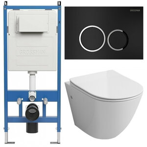 Изображение товара Горизонтальный безободковый подвесной унитаз Grossman Galaxy 97.4411SQ с торнадо и микролифтом