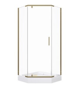 Изображение товара Душевой уголок Triton Дека 100x100 см пятиугольный низкий поддон прозрачное стекло золото профиль