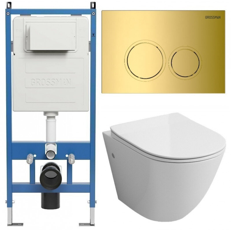 Изображение товара Подвесной унитаз Grossman Galaxy 97.4411SQ.01.300 с инсталляцией торнадо