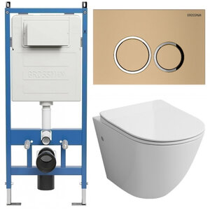 Изображение товара Комплект Grossman Galaxy с инсталляцией и безободковым унитазом