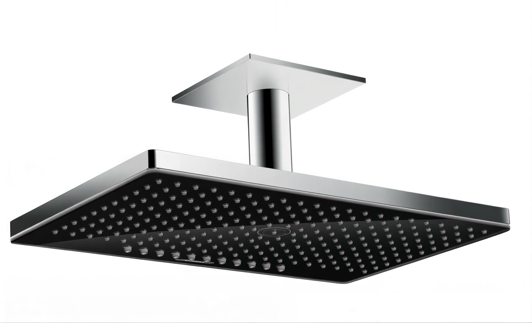 Изображение товара Верхний душ Hansgrohe Rainmaker Select 24004600, 466 x 300 мм, 2 режима струи, с держателем, черный/хром Изображение товара Верхний душ Hansgrohe Rainmaker Select 24004600, 466 x 300 мм, 2 режима струи, с держателем, черный/хром
