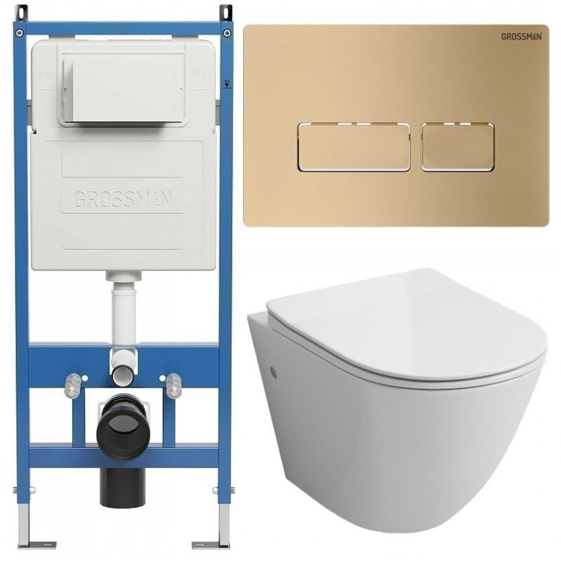 Изображение товара Комплект Grossman Pragma с безободковым унитазом и инсталляцией