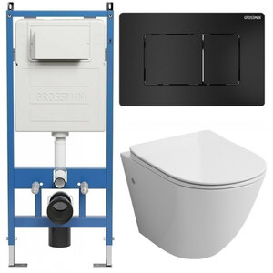 Изображение товара Комплект безободковый подвесной унитаз Grossman Classic 97.4411SQ с инсталляцией и сиденьем микроли Изображение товара Комплект безободковый подвесной унитаз Grossman Classic 97.4411SQ с инсталляцией и сиденьем микроли