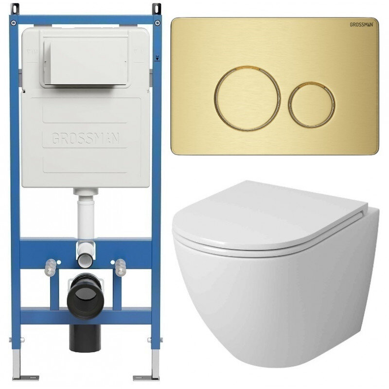 Изображение товара Комплект подвесной унитаз Grossman Style 97.4411SQ.05.32M с инсталляцией