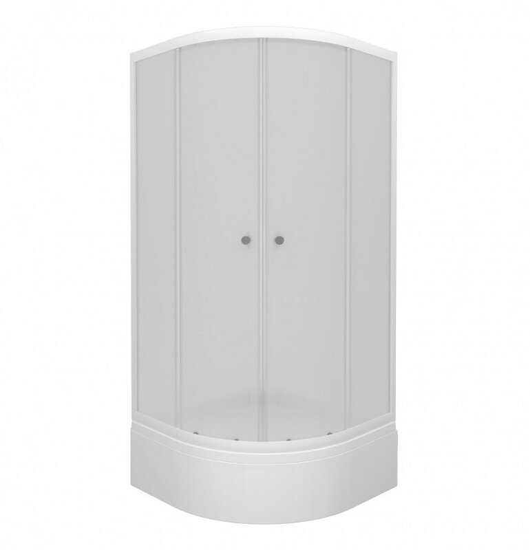 Изображение товара Душевой уголок Triton 90x90 см четверть круга стекло матовое белый профиль с раздвижными дверями