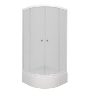 Изображение товара Душевой уголок Triton 90x90 см четверть круга стекло матовое белый профиль с раздвижными дверями