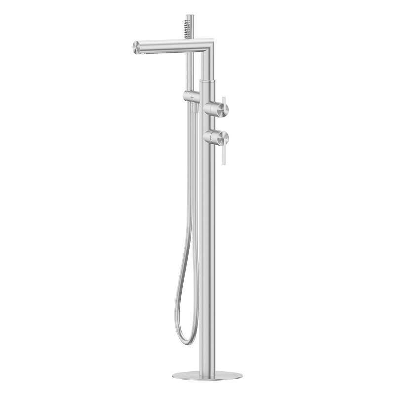 Изображение товара Смеситель напольный Abber Perfekte 316 AF8A15BST с душевым гарнитуром, сталь брашированная