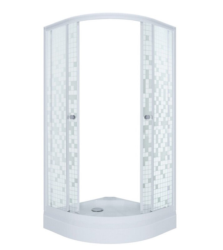 Изображение товара Душевой уголок Triton Мозаика 100x100 см раздвижные двери, белый алюминиевый профиль