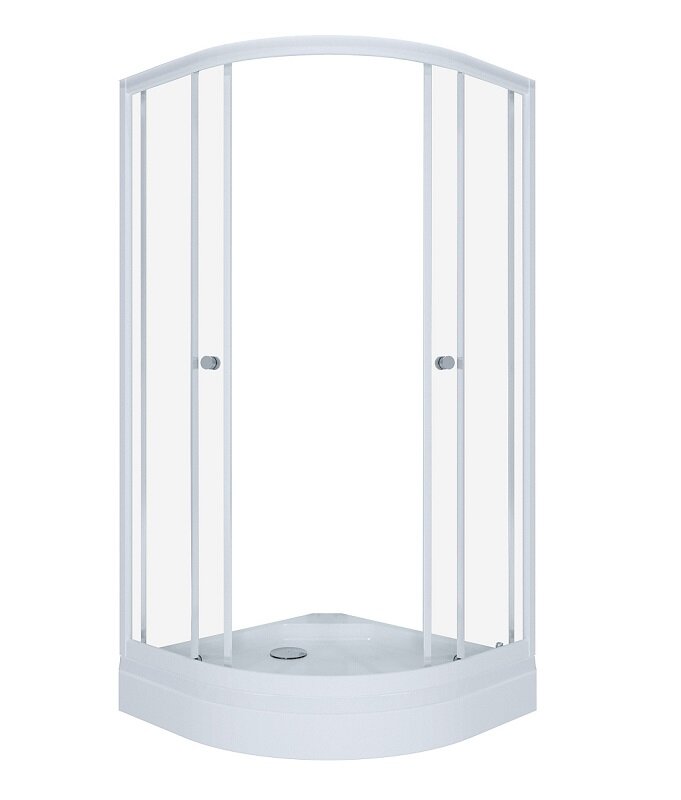 Изображение товара Душевой уголок Triton Ультра 100x100 см четверть круга с раздвижными дверями и прозрачным стеклом