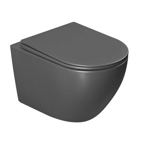 Изображение товара Подвесной безободковый унитаз Vincea Globo VT1-14TMA, Tornado, ультратонкое сиденье soft-close, цвет антрацит матовый