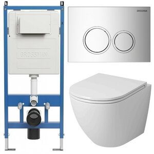 Изображение товара Комплект Grossman Galaxy с безободковым унитазом и инсталляцией