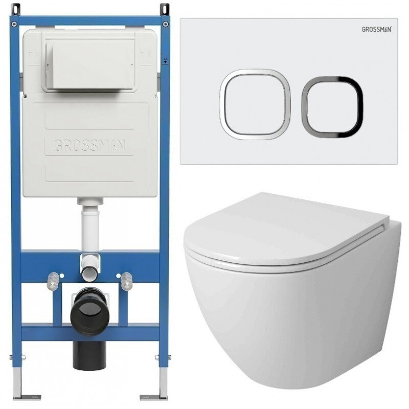 Изображение товара Комплект Grossman Cosmo безободковый подвесной унитаз с системой торнадо и сиденьем микролифт