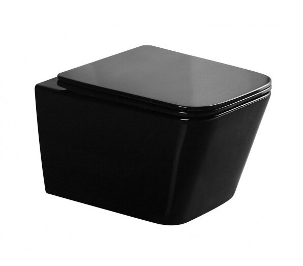 Изображение товара Подвесной унитаз Gid Cuadrado Tr2155BL 62238Y безободковый черный с сиденьем микролифт