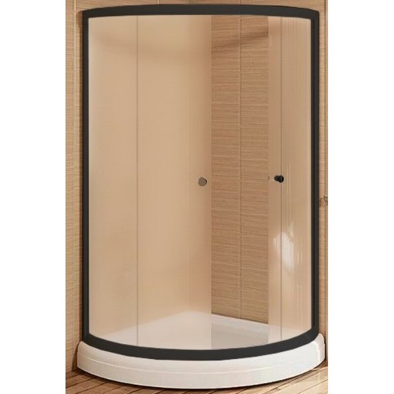 Изображение товара Душевой уголок Радомир Найт радиальный, стекло матовое, профиль черный 90x90 см