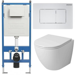 Изображение товара Подвесной безободковый унитаз Grossman Classic GR-4455SQ с инсталляцией и системой торнадо Изображение товара Подвесной безободковый унитаз Grossman Classic GR-4455SQ с инсталляцией и системой торнадо