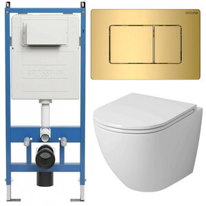 Изображение товара Комплект Grossman Classic 97.4455SQ.04.30M, инсталляция 900.K31.01.000 с безободковым унитазом GR-4455SQ белый, смыв торнадо, сиденье микролифт, клавиша смыва золото глянцевое 700.K31.04.30M.30M Изображение товара Комплект Grossman Classic 97.4455SQ.04.30M, инсталляция 900.K31.01.000 с безободковым унитазом GR-4455SQ белый, смыв торнадо, сиденье микролифт, клавиша смыва золото глянцевое 700.K31.04.30M.30M