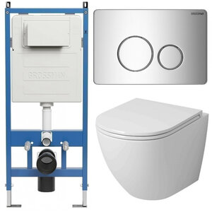 Изображение товара Комплект подвесной унитаз Grossman Style 97.4455SQ.05.10M безободковый белый с инсталляцией