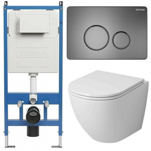 Изображение товара Комплект Grossman Style 97.4455SQ с инсталляцией и безободковым унитазом