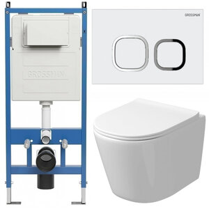 Изображение товара Комплект безободкового подвесного унитаза Grossman Cosmo 97.4477SQ с системой Торнадо