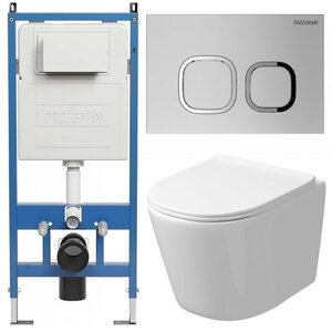 Изображение товара Комплект Grossman Cosmo 97.4477SQ.02.110, инсталляция 900.K31.01.000 с безободковым унитазом GR-4477SQ белый, смыв торнадо, сиденье микролифт, клавиша смыва хром матовый 700.K31.02.110.110 Изображение товара Комплект Grossman Cosmo 97.4477SQ.02.110, инсталляция 900.K31.01.000 с безободковым унитазом GR-4477SQ белый, смыв торнадо, сиденье микролифт, клавиша смыва хром матовый 700.K31.02.110.110