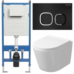 Изображение товара Комплект Grossman Cosmo 97.4477SQ.02.210, инсталляция 900.K31.01.000 с безободковым унитазом GR-4477SQ белый, смыв торнадо, сиденье микролифт, клавиша смыва черная матовая 700.K31.02.210.210 Изображение товара Комплект Grossman Cosmo 97.4477SQ.02.210, инсталляция 900.K31.01.000 с безободковым унитазом GR-4477SQ белый, смыв торнадо, сиденье микролифт, клавиша смыва черная матовая 700.K31.02.210.210