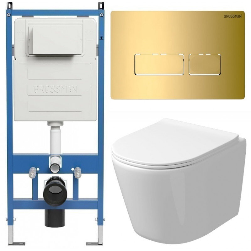 Изображение товара Подвесной безободковый унитаз Grossman Pragma 97.4477SQ с системой торнадо платина