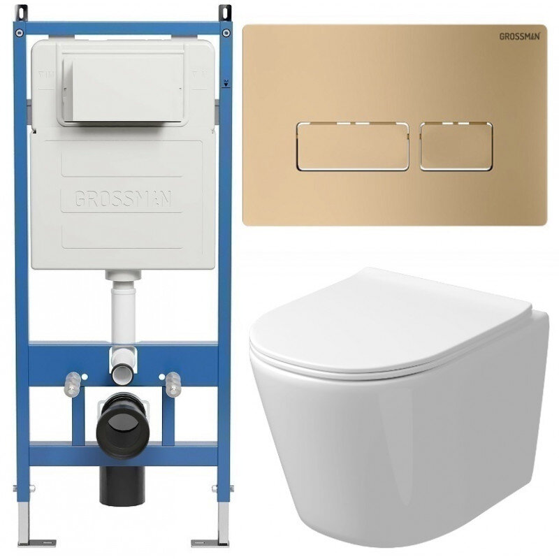 Изображение товара Комплект подвесной унитаз Grossman Pragma 97.4477SQ с системой торнадо и микролифтом