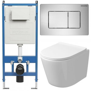 Изображение товара Комплект Grossman Classic 97.4477SQ.04.12M с безободковым унитазом и инсталляцией, белый Изображение товара Комплект Grossman Classic 97.4477SQ.04.12M с безободковым унитазом и инсталляцией, белый