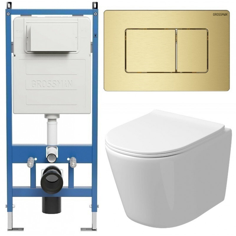 Изображение товара Комплект подвесной унитаз Grossman Classic безободковый смыв Торнадо белый Изображение товара Комплект подвесной унитаз Grossman Classic безободковый смыв Торнадо белый