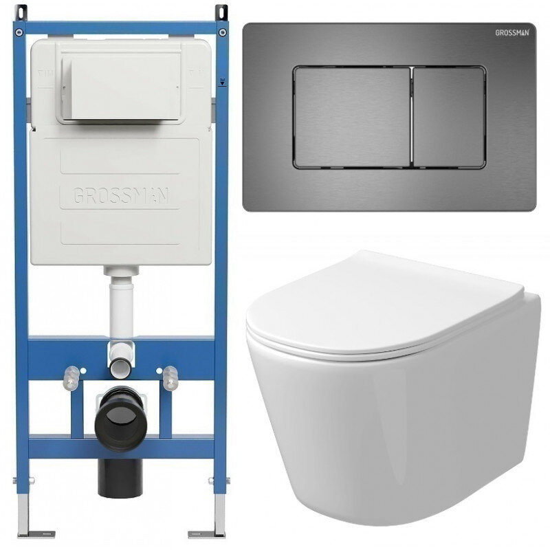 Изображение товара Подвесной унитаз Grossman Classic 97.4477SQ с инсталляцией торнадо и микролифтом