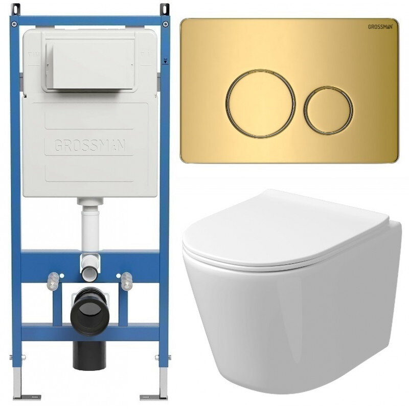 Изображение товара Комплект Grossman Style безободковый подвесной унитаз с инсталляцией