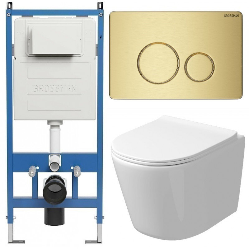 Изображение товара Комплект Grossman Style 97.4477SQ с инсталляцией и унитазом GR-4477SQ