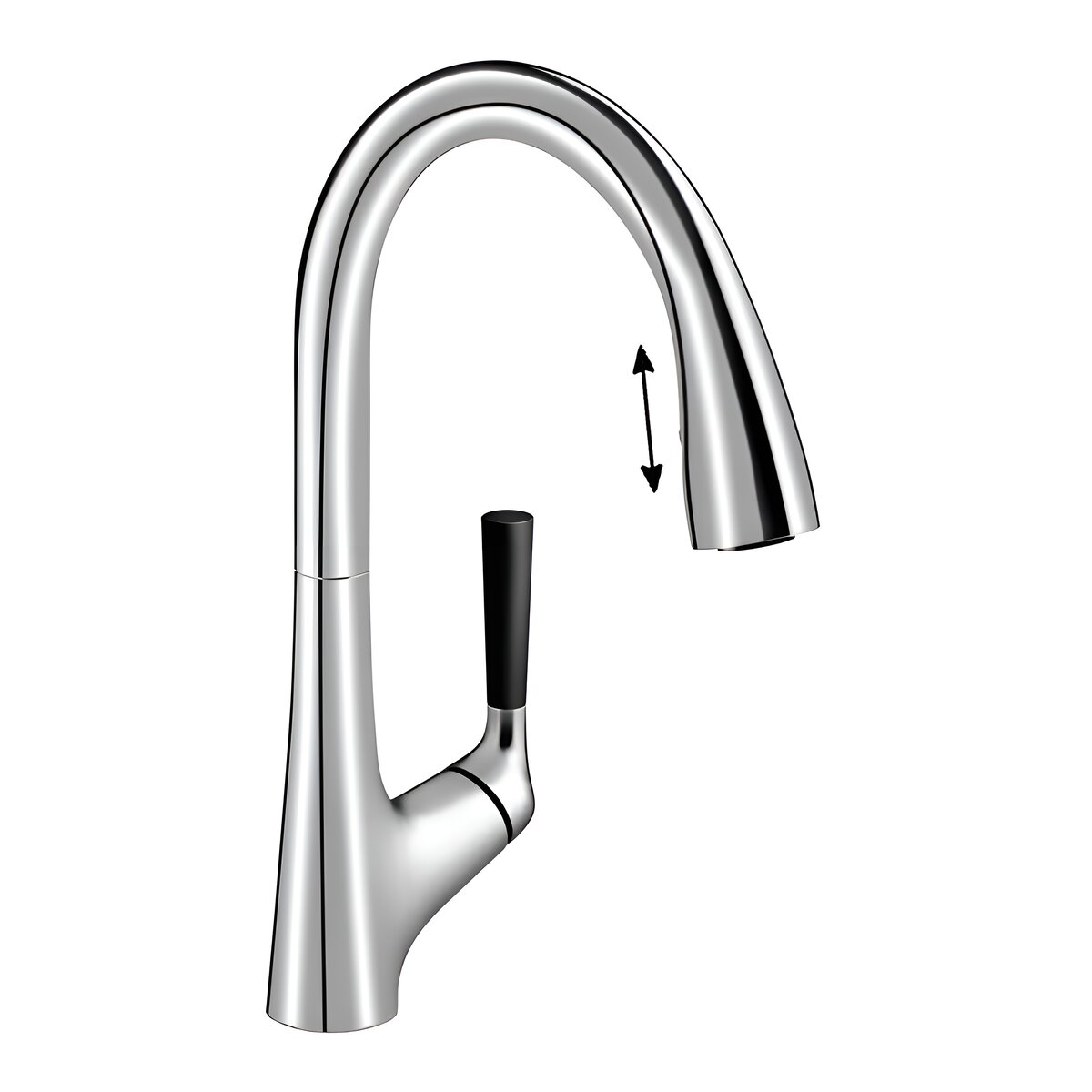 Изображение товара Смеситель для кухонной мойки Jacob Delafon Malleco E562-CP с выдвижным изливом и поворотным механиз