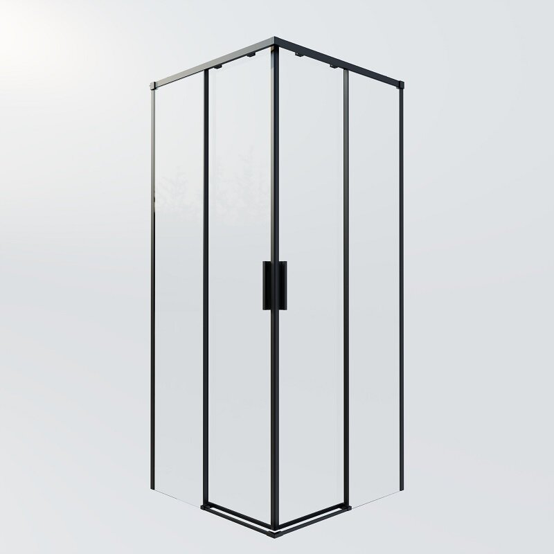 Изображение товара Душевой уголок Vincea Soft VSS-3SO2800CLB, 80 x 80 см, квадратный, дверь раздвижная, стекло прозрачное, профиль черный