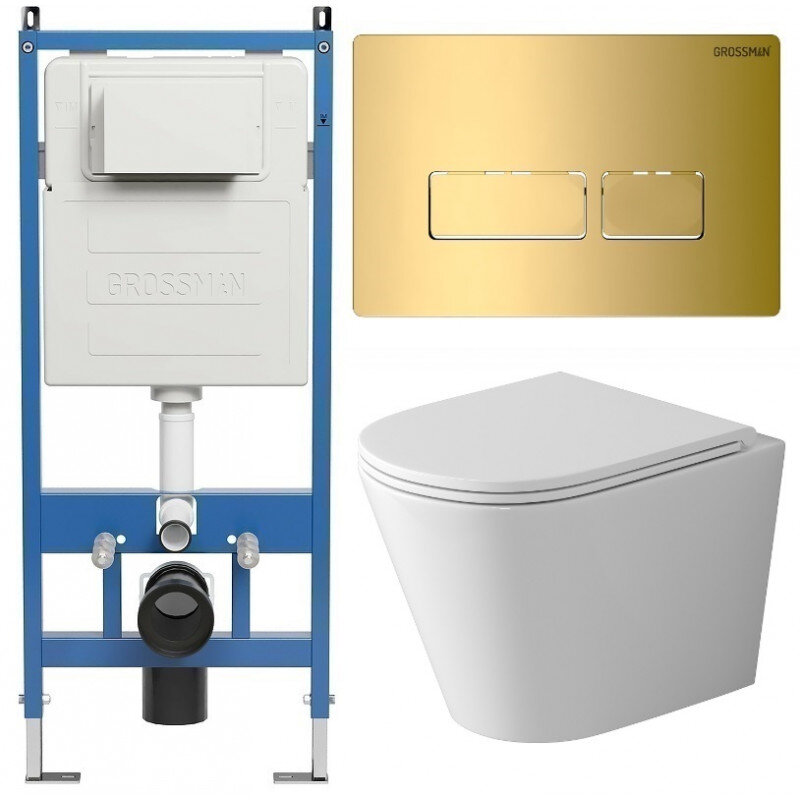 Изображение товара Комплект Grossman Pragma 97.4478SQ.03.300 с безободковым унитазом и инсталляцией