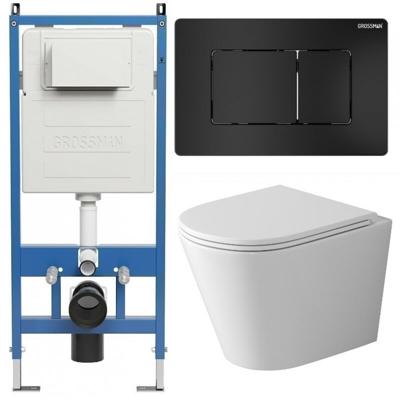 Изображение товара Подвесной унитаз Grossman Classic 97.4478SQ.04.21M с безободковым дизайном и инсталляцией