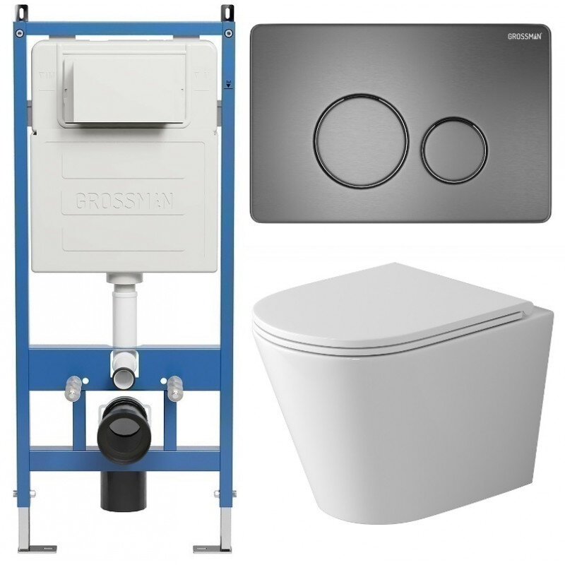 Изображение товара Комплект подвесной унитаз Grossman Style безободковый с торнадо и сиденьем микролифт