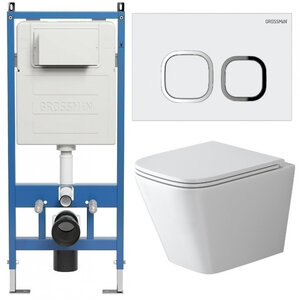 Изображение товара Подвесной безободковый унитаз Grossman Cosmo 97.4479SQ с инсталляцией и микролифтом
