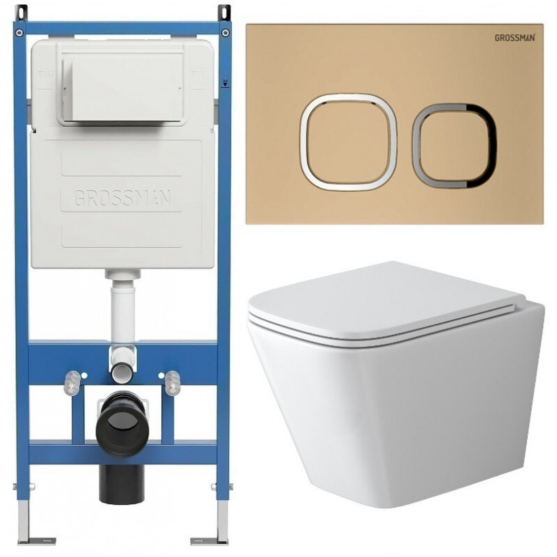 Изображение товара Подвесной унитаз Grossman Cosmo безободковый с инсталляцией и торнадо-системой