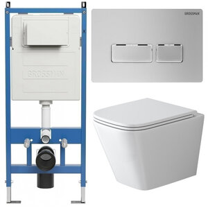 Изображение товара Комплект Grossman Pragma с инсталляцией и безободковым унитазом