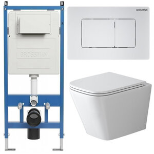 Изображение товара Комплект Grossman Classic 97.4479SQ унитаз с инсталляцией безободковый торнадо белый Изображение товара Комплект Grossman Classic 97.4479SQ унитаз с инсталляцией безободковый торнадо белый