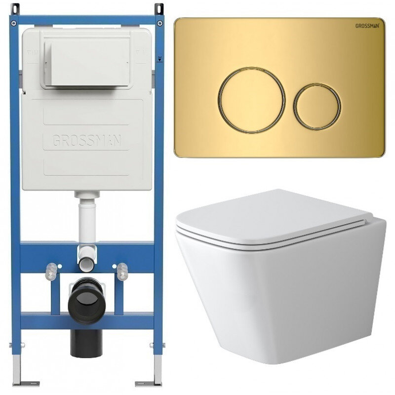 Изображение товара Комплект Grossman Style 97.4479SQ.05.30M с безободковым унитазом и инсталляцией