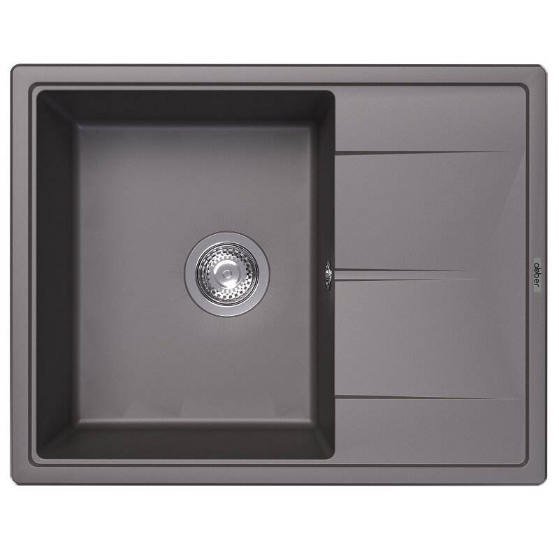 Изображение товара Кухонная мойка Abber Quarz AQ2903G, 65 см, кварцевый композит, крыло справа, серый