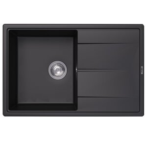 Изображение товара Кухонная мойка Abber Quarz AQ2904B, 78 см, кварцевый композит, крыло справа, черный матовый