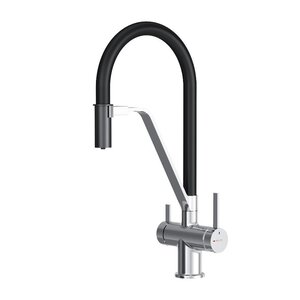 Изображение товара Смеситель Am.Pm Func F8F07802, для кухонной мойки, гибкий излив, с каналом питьевой воды, хром/черный